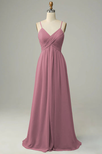 Tirantes de Espagueti Vestido de Dama de Honor Sin Mangas Malva vintage